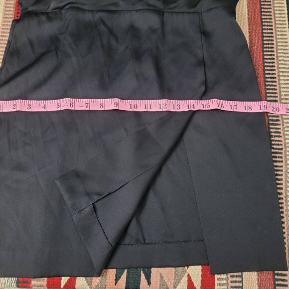 NWT Diane Von Furstenberg Issie Silk Draping Dress Sz 6 Black Satin Drop Waist - Picture 8 of 10